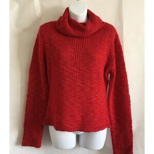 Kenji Natural Sweater Womens Large Red Wool Blend Cowl Neck Light Knit Artsy